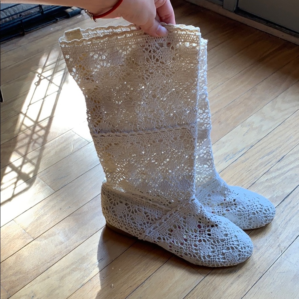 White Crochet Flat Booties 6